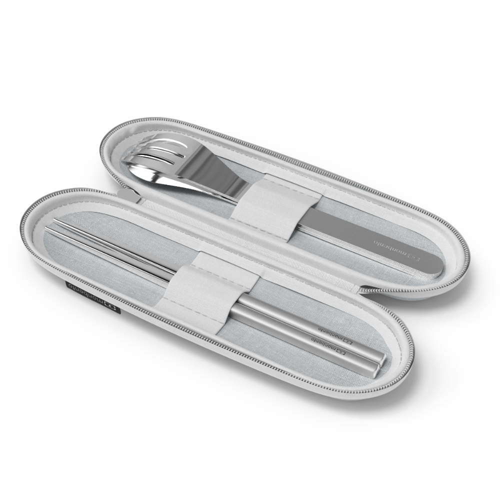 Monbento Mb Slim Nest Stainless Steel Cutlery Set - Trio Stick Grey