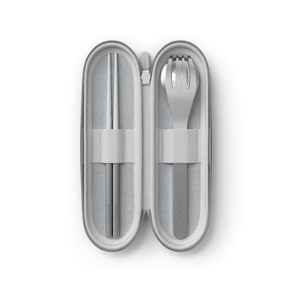 Monbento Mb Slim Nest Stainless Steel Cutlery Set - Trio Stick Grey