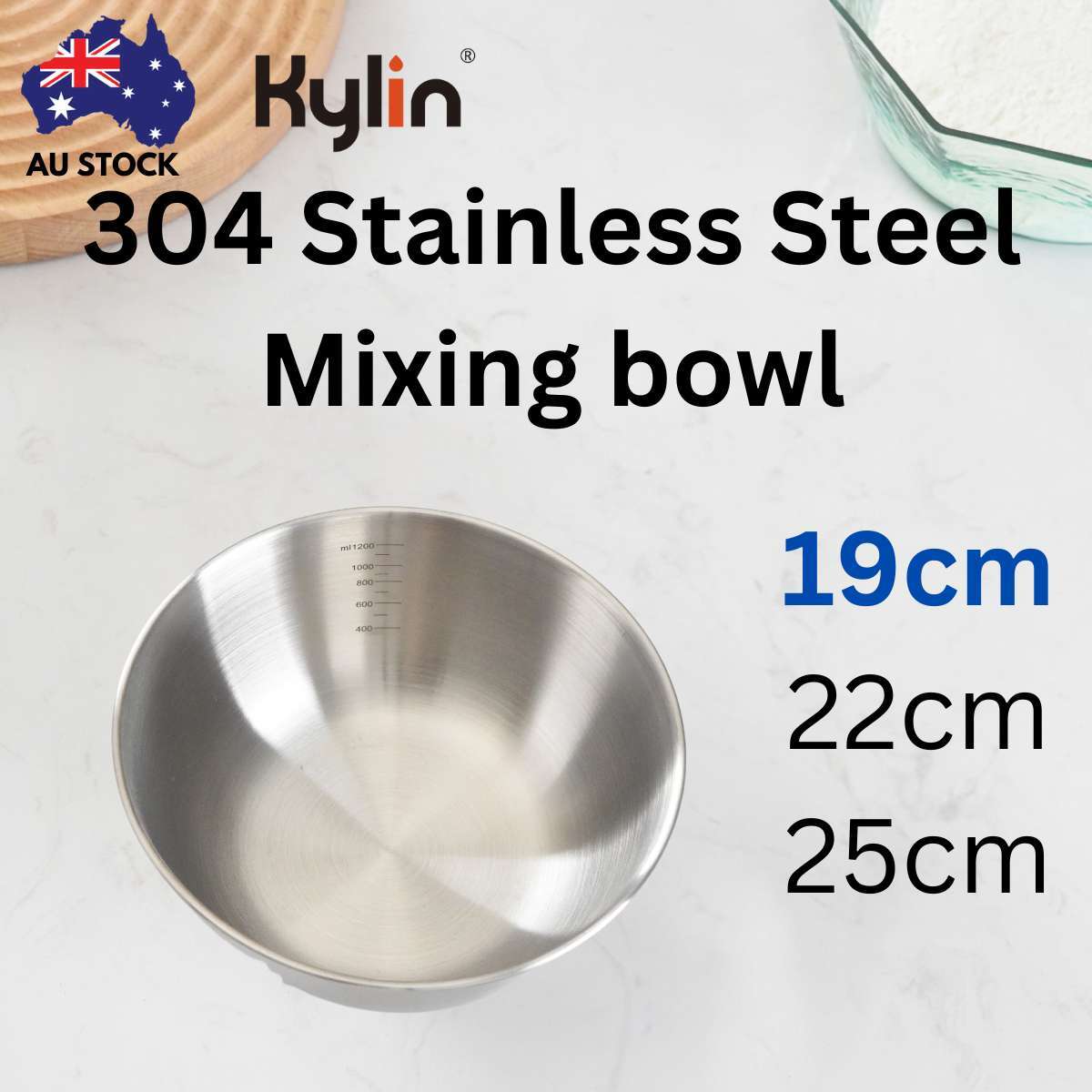 Kylin 304 Stainless Steel  Mixing Bowl Japanese-Style Serving Basin 19cm