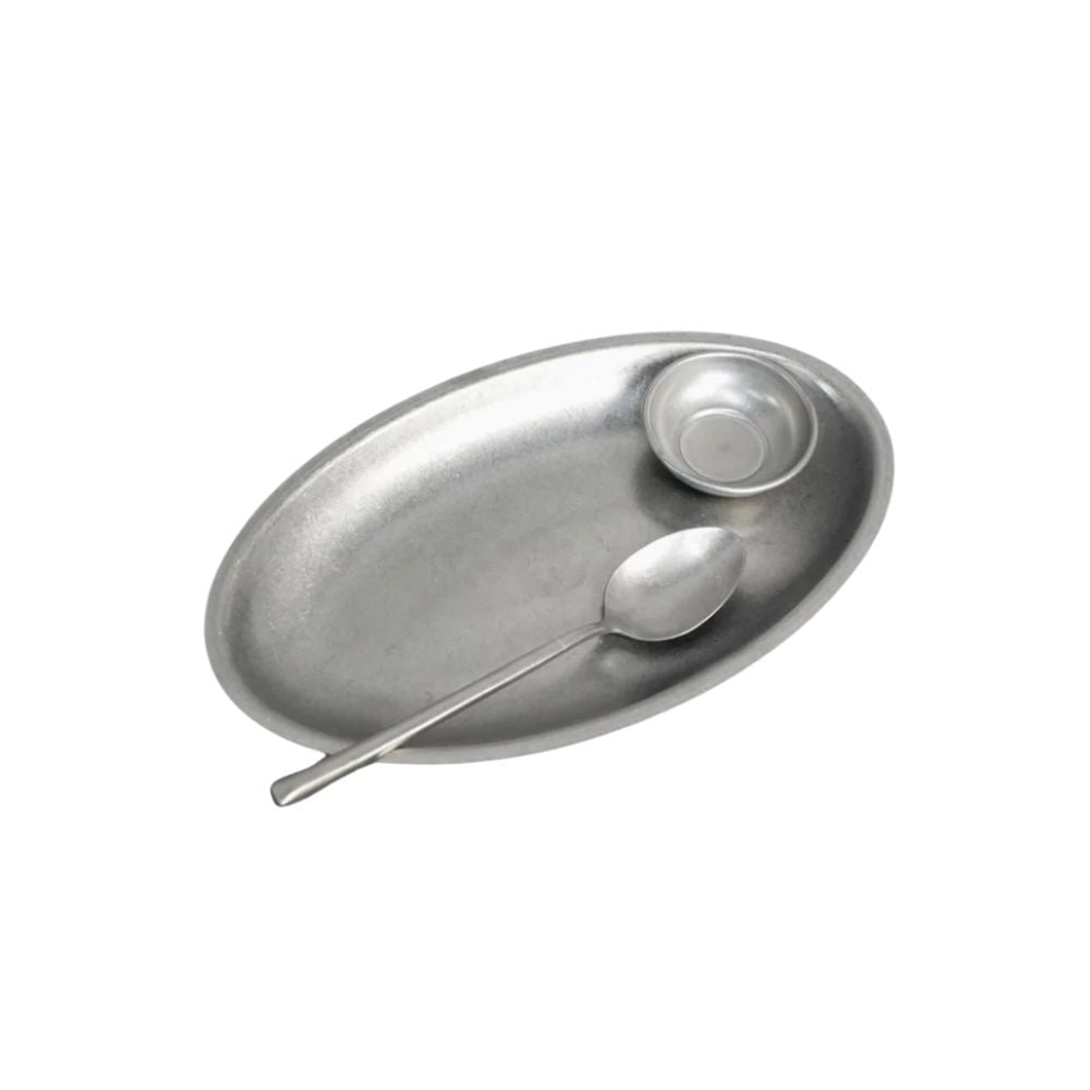 Kylin Korean Retro-Style 304 Stainless Steel Oval Serving Plate 30cm