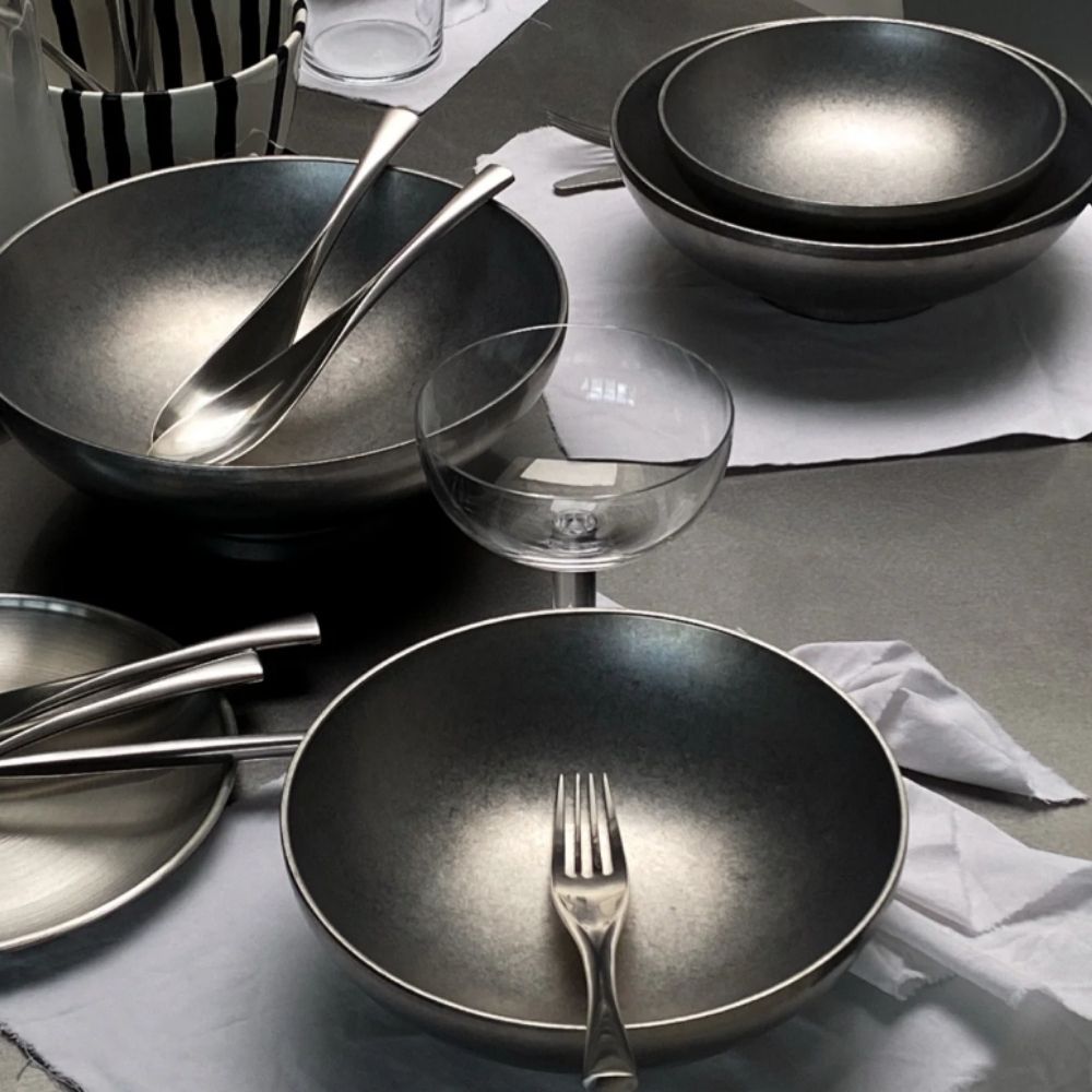 Kylin Retro-Style 304 Stainless Steel Double-Layer Ramen Bowl 22cm