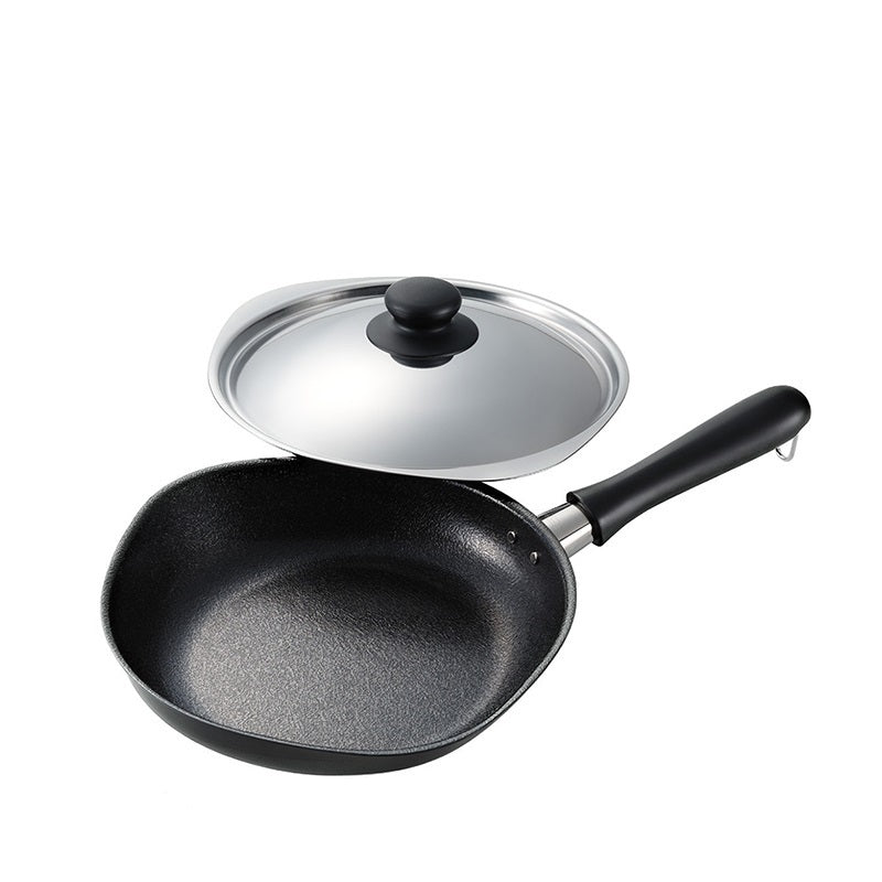 Sori Yanagi Japanese Pure Iron Frying Pan Skillet with Stainless Steel Lid