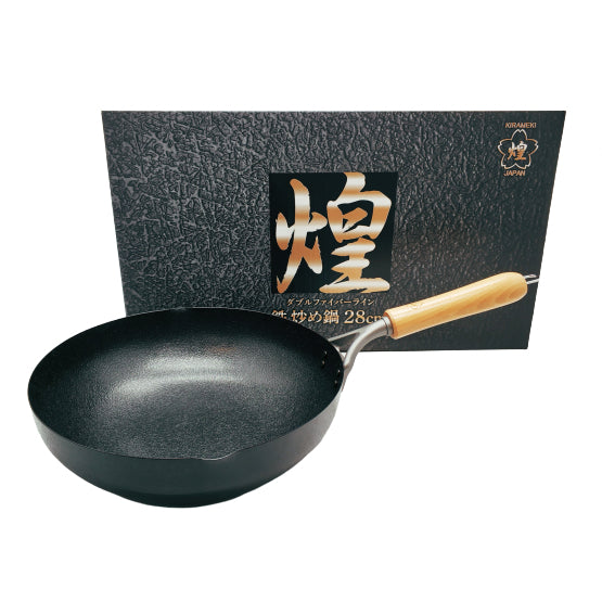 Kirameki Pure Iron Double Fiber Line Stir Fry Wok Made In Japan