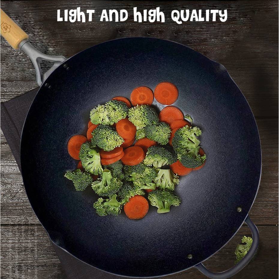 Kirameki Premium Pure Iron Nitriding Processing Stir Fry Wok Made In Japan