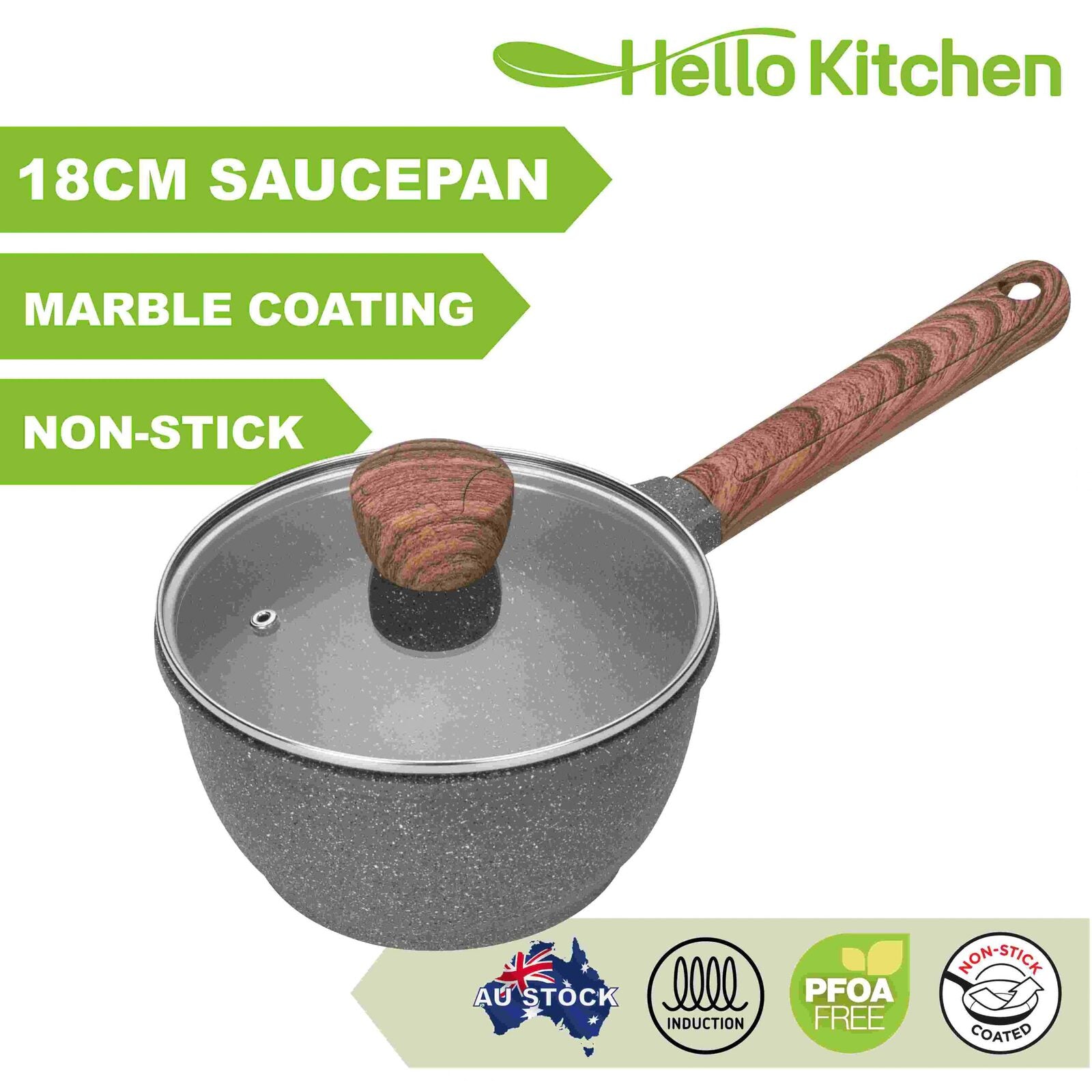 Hello Kitchen Non Stick Marble Saucepan 18cm 20cm