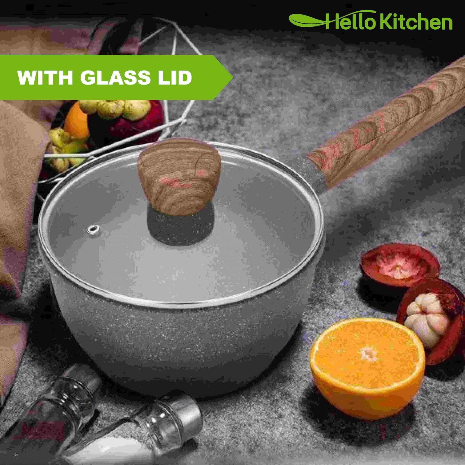 Hello Kitchen Non Stick Marble Saucepan 18cm 20cm