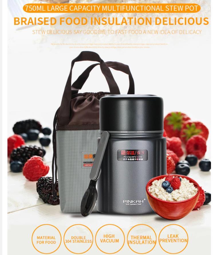 Pinkah Food Container With Bag Insulated Thermal Lunch Box 750ml
