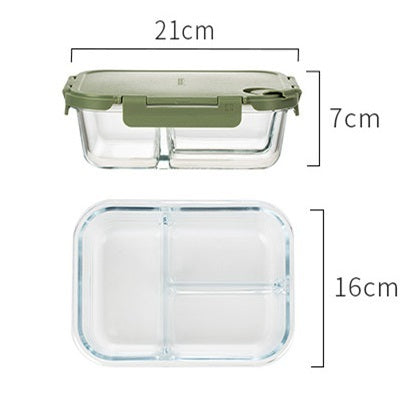 Robo Clark Glass Lunch Box Food Contatiner With Snap Lock Lid Green 620ml 1000ml