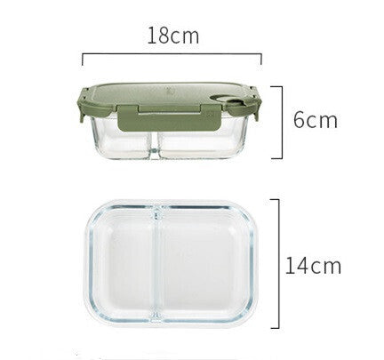 Robo Clark Glass Lunch Box Food Contatiner With Snap Lock Lid Green 620ml 1000ml