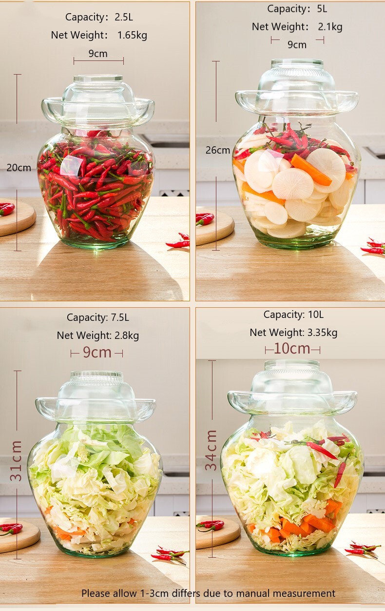 Premium Thicken Chinese Fermentation Pickle Glass Jar Kimchi Sauerkraut Canisters & Jars