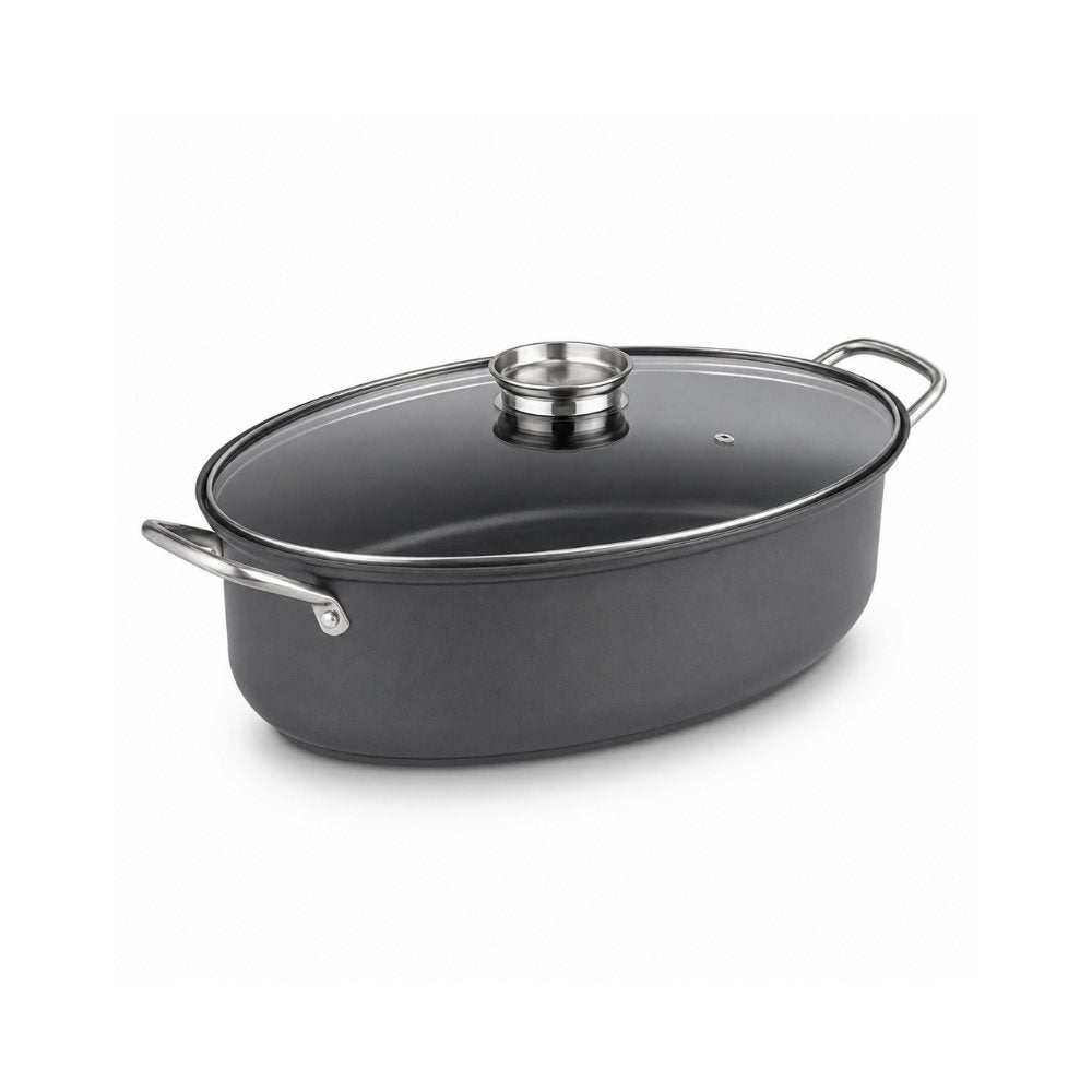 Cooker King 39cm Multifunction Deep Fish Steamer Roaster Pot with Glass Lid and Rack