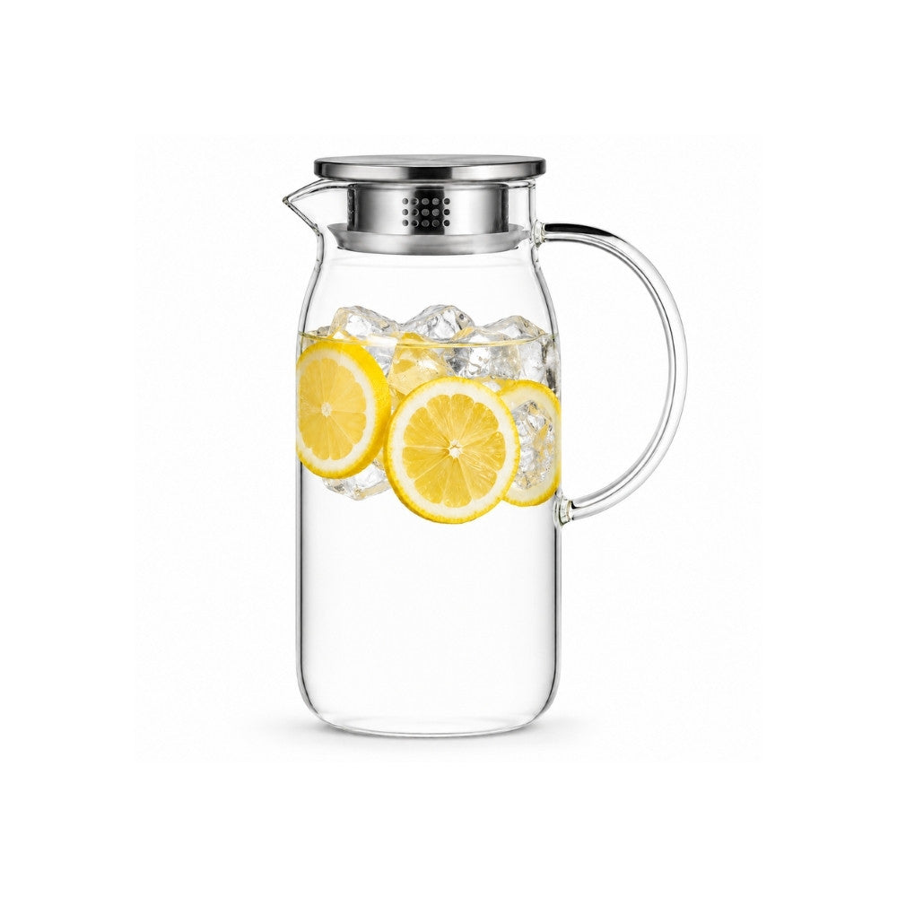 Cooker King Borosilicate Glass Water Jug with Stainless Steel Filter Lid 1.5L / 1.8L