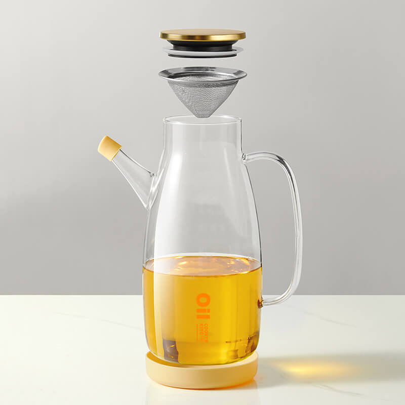 Cooker King Glass Oil Dispenser Jug with Filter Measuring Scale and Leak Proof Lid