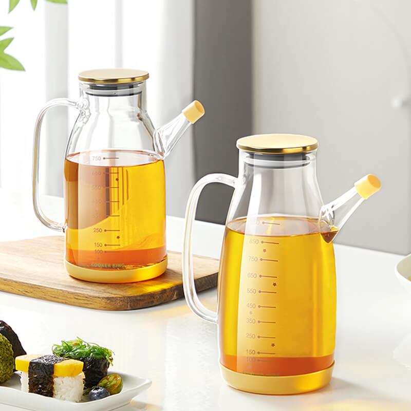 Cooker King Glass Oil Dispenser Jug with Filter Measuring Scale and Leak Proof Lid