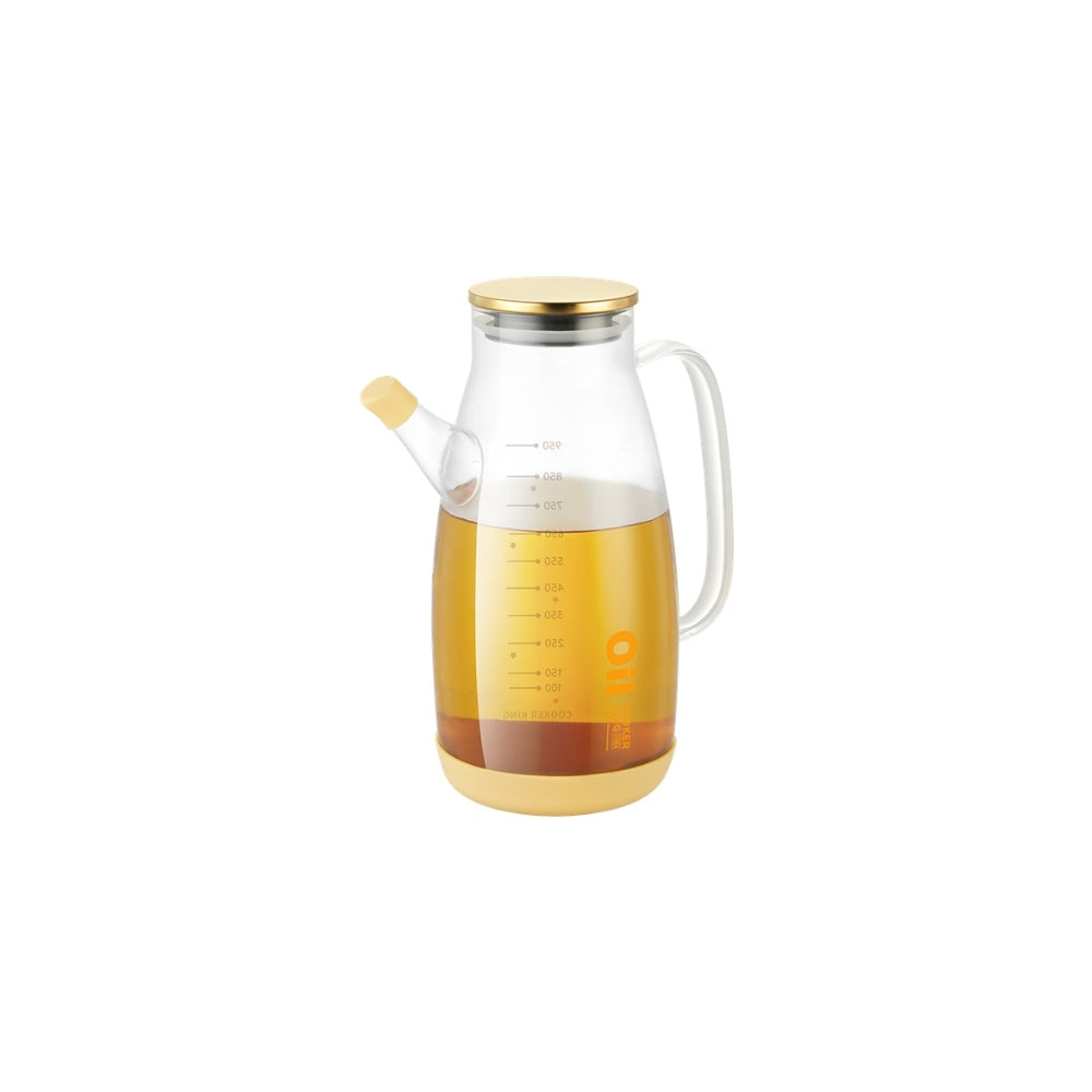 Cooker King Glass Oil Dispenser Jug with Filter Measuring Scale and Leak Proof Lid