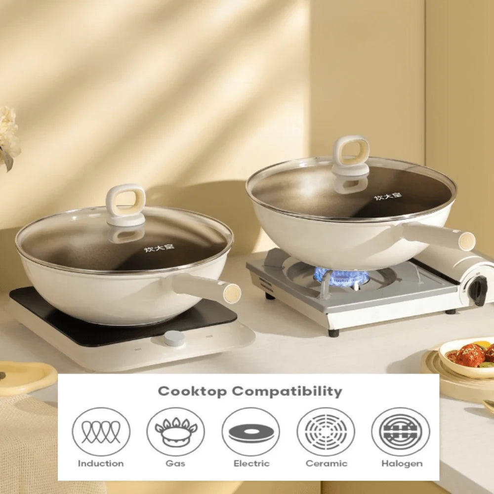 Cooker King White Titanium Wok 28cm