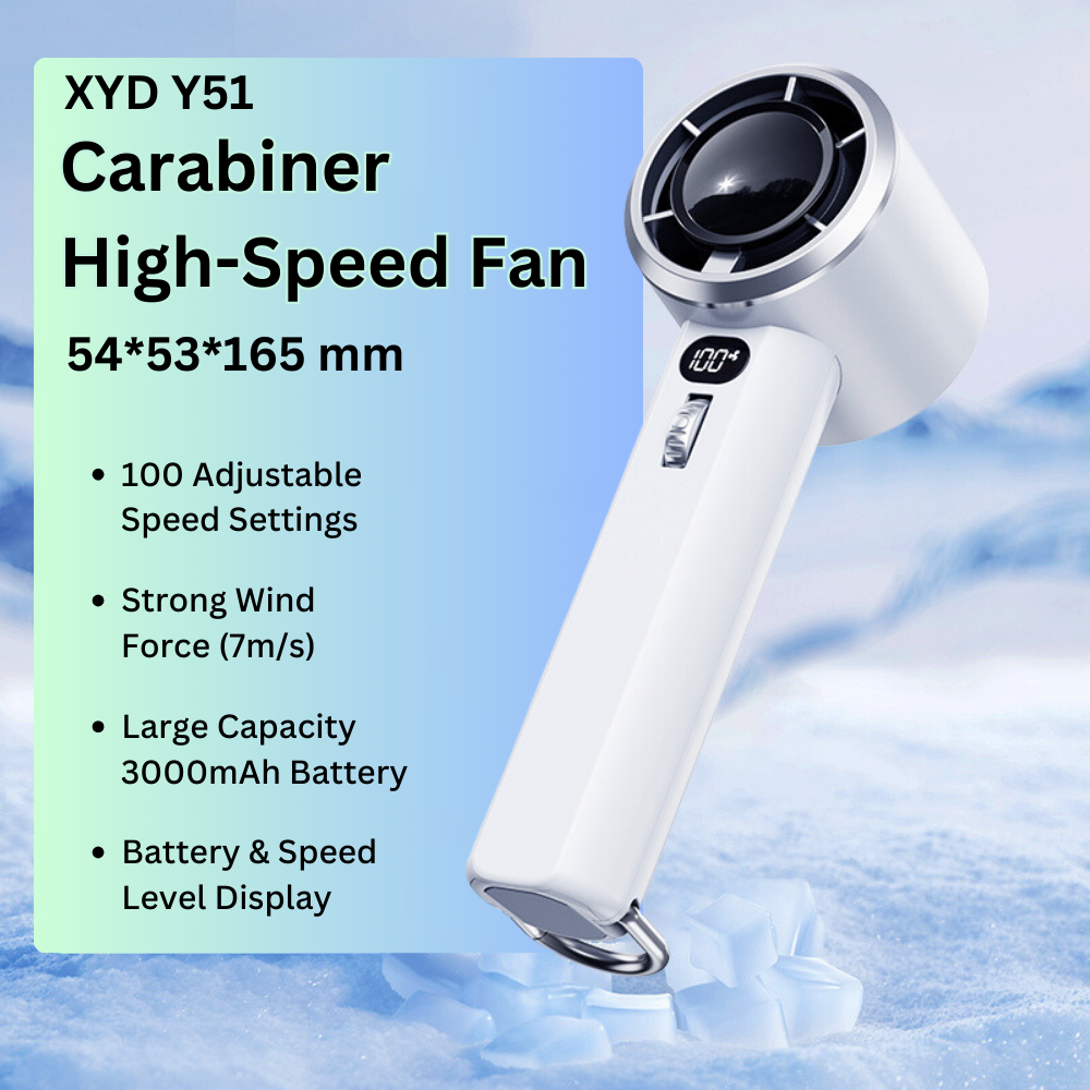 XYD Y51 Carabiner High-Speed Fan - White