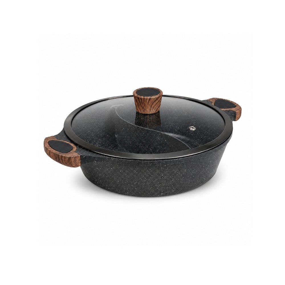Hello Kitchen Non-stick Marble Divided Steamboat Hot Pot 30cm