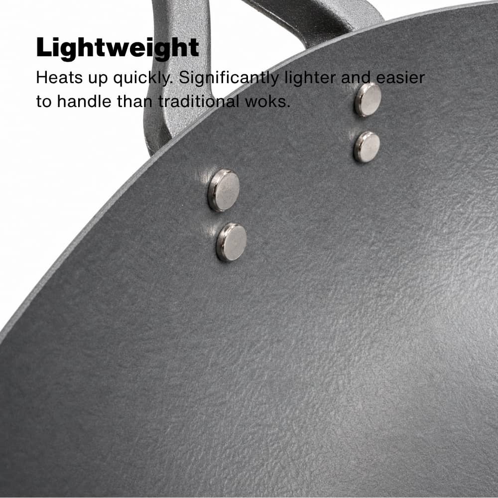 Kirameki Pure Iron Double Fiber Line Stir Fry Wok Made In Japan