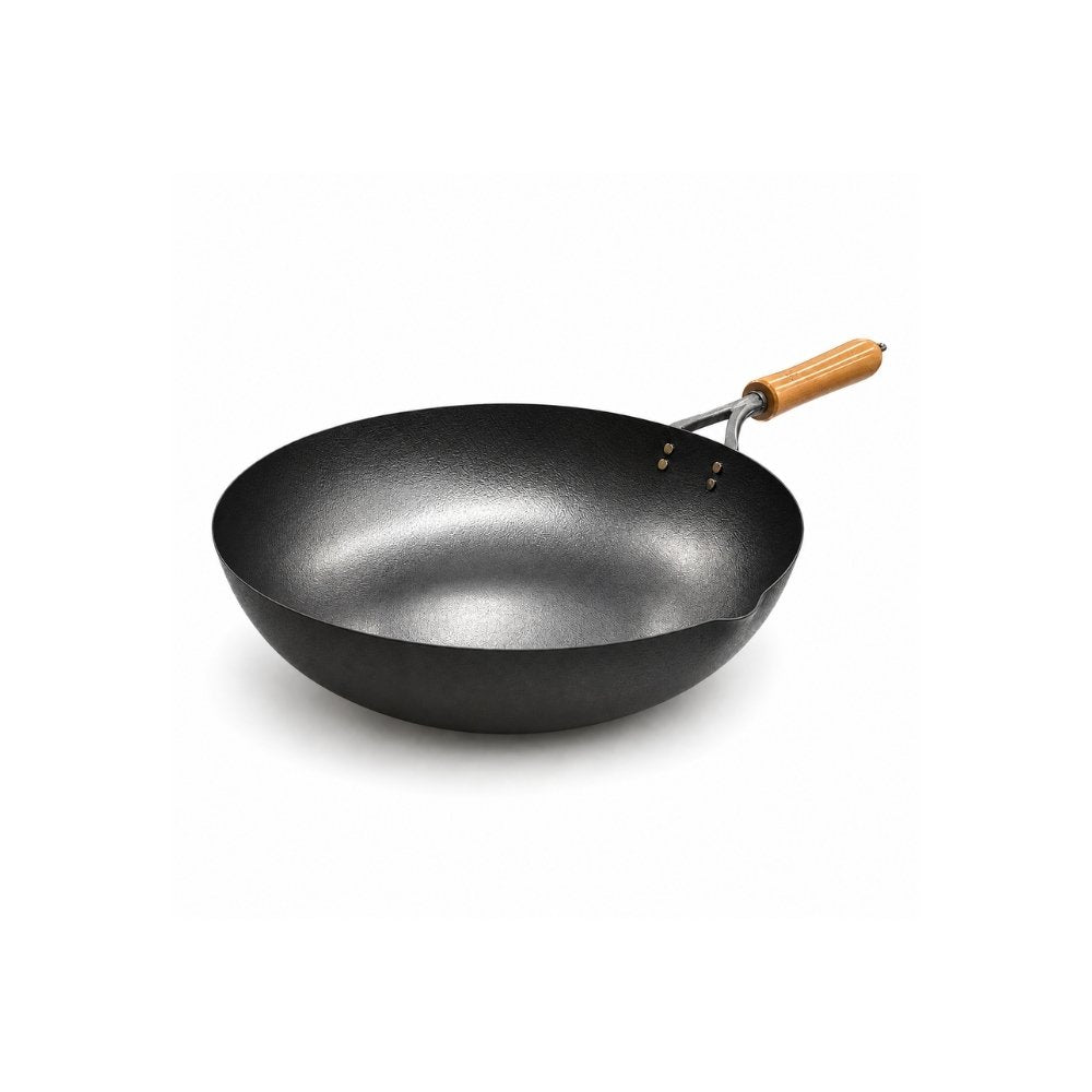 Kirameki Pure Iron Double Fiber Line Stir Fry Wok Made In Japan