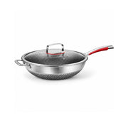Kylin 5-Ply 316 Stainless Steel Honeycomb Non-Stick Wok with Glass Lid