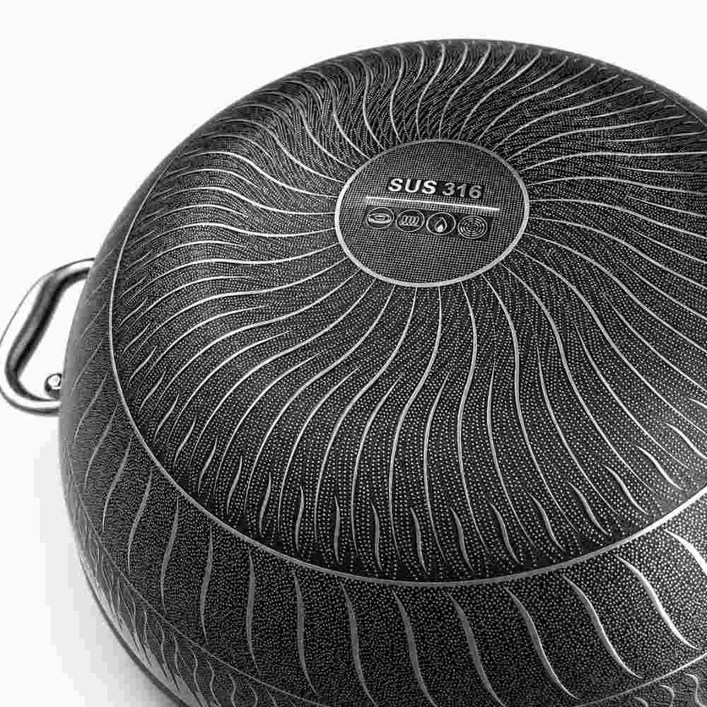 Kylin 5-Ply 316 Stainless Steel Honeycomb Non-Stick Wok with Glass Lid