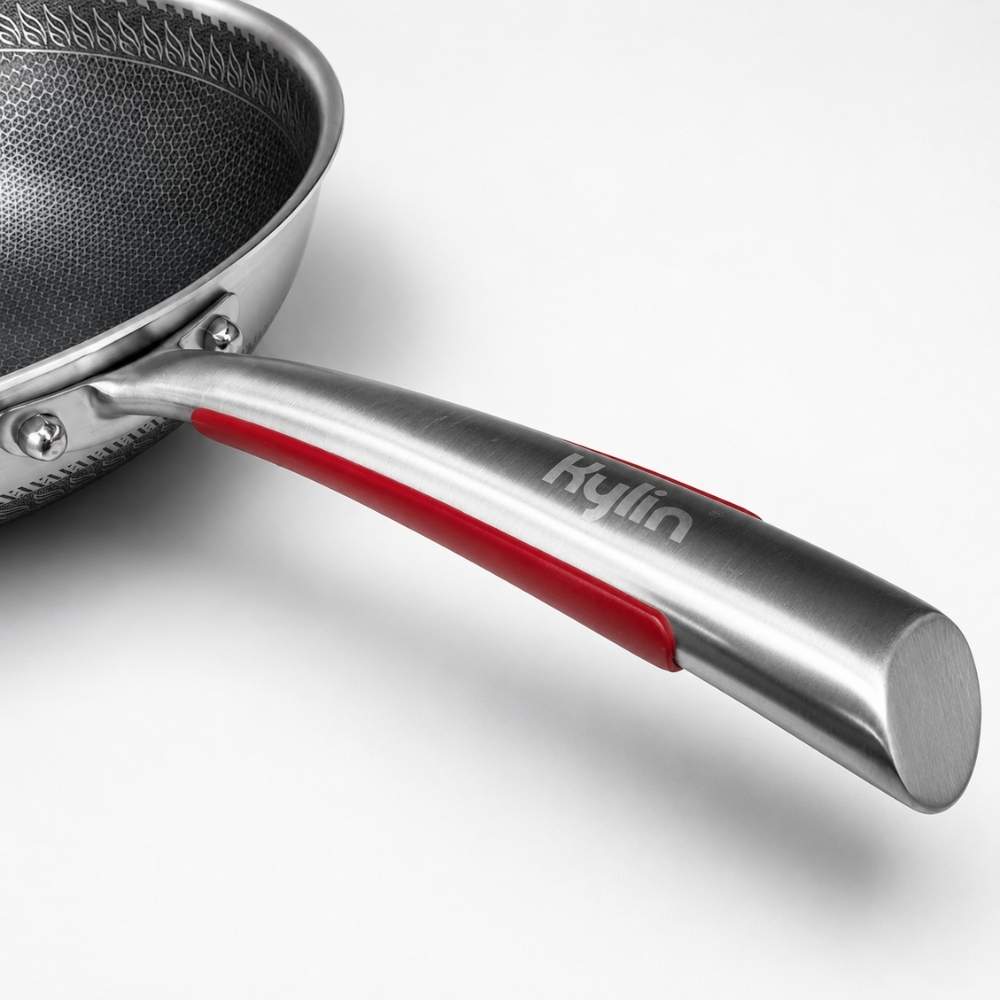 Kylin 5-Ply 316 Stainless Steel Honeycomb Non-Stick Wok with Glass Lid