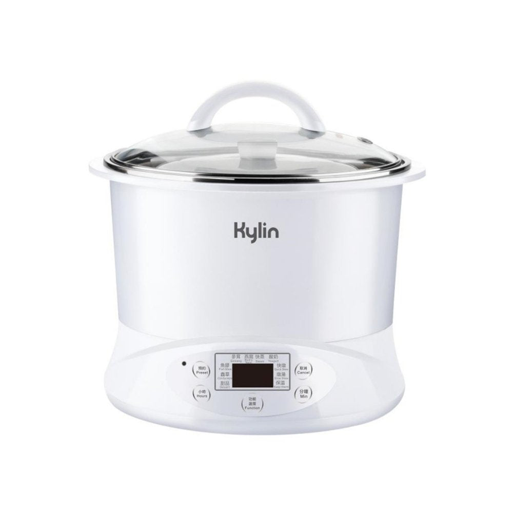 Kylin Electric Slow Cooker Stainless Steel Ceramic Pot Steamer 2.2L With 3 Containers AU-K1022