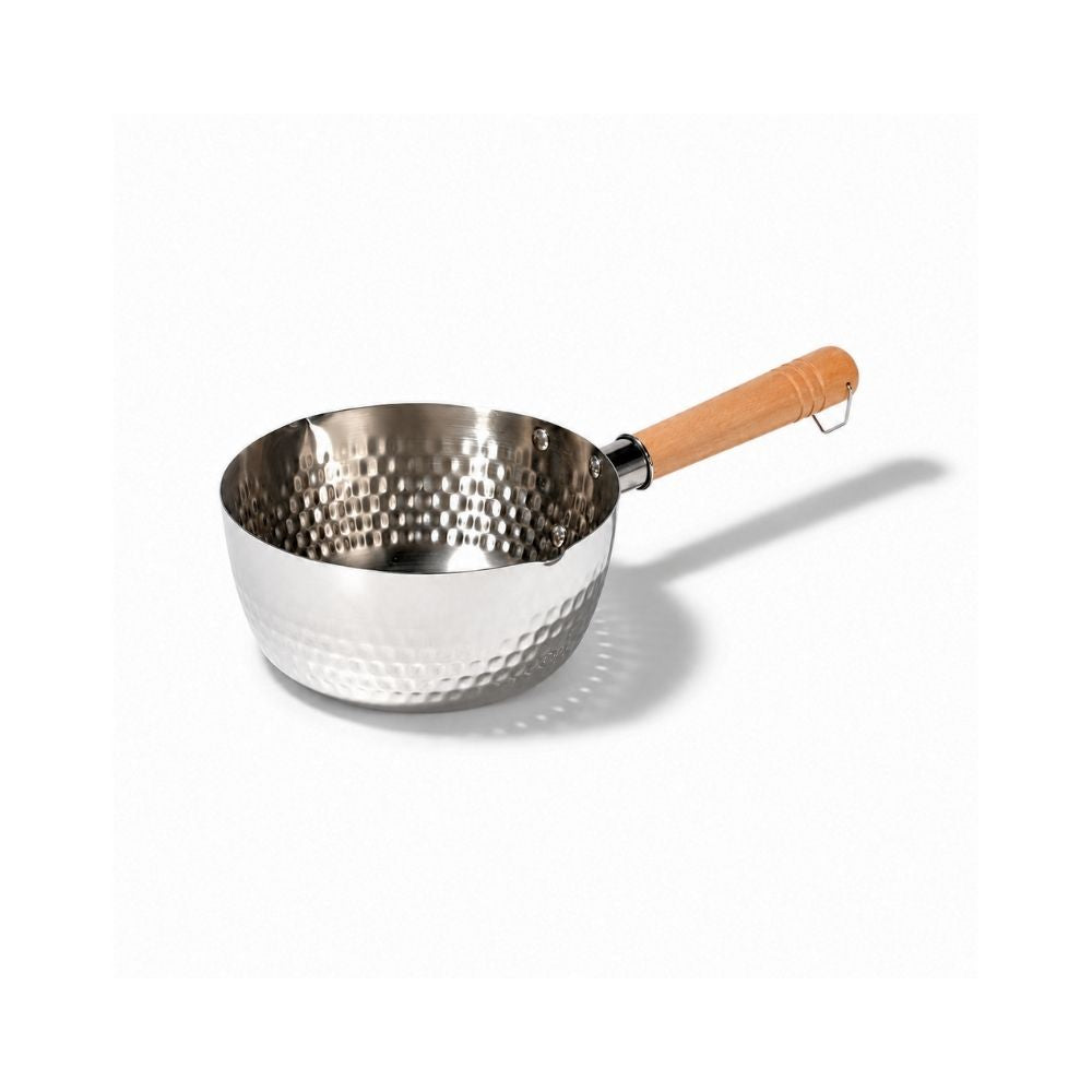 Kylin Japanese Tri-Layer Hammered Saucepan Milk Pan Yukihira Nabe Stainless Steel Wooden Handle
